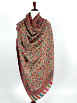 Light Beige pure pashmina Kashmiri shawl with kani weave, floral motifs — Kaash Collection