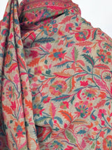 Light Beige Color Pure Pashmina Kani Weave Kashmiri Shawl | Kani Weave Kashmiri Wrap | Floral Winter Shawl | Wool Stole | Wedding Gift - Kaash
