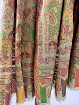 Light Beige pure pashmina Kashmiri shawl with kani weave with modal zari & kalamkari — Kaash Collection