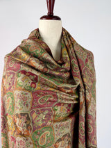 Light Beige pure pashmina Kashmiri shawl with kani weave with modal zari & kalamkari — Kaash Collection