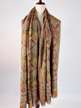 Light Beige pure pashmina Kashmiri shawl with kani weave with modal zari & kalamkari — Kaash Collection