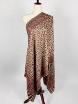 Light Beige Color Viscose Blend Wool Stole Scarf - Kaash
