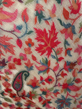Light Beige Pure Pashmina Kani Weave Shawl | Floral Chinar Leaf Motif - Kaash