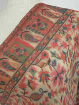 Light Beige Pure Pashmina Kani Weave Shawl | Floral Chinar Leaf Motif - Kaash