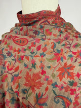 Light Beige Pure Pashmina Kani Weave Shawl | Floral Chinar Leaf Motif - Kaash