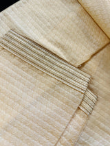 Light Gold men's kurta pajama in soft silk (non-pure) with small embroidery buttis with neckline detail — Kaash Collection
