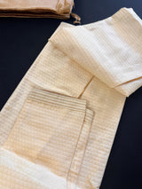 Light Gold men's kurta pajama in soft silk (non-pure) with small embroidery buttis with neckline detail — Kaash Collection