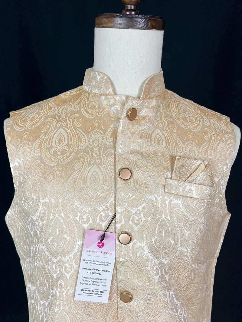 Latest Modi Jacket Collection Light Gold Nehru/Modi Jacket for Men | Kaash Collection