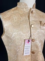 Light Gold men's Nehru/Modi jacket in banarasi silk (handwoven) with handwoven banarasi design — Kaash Collection