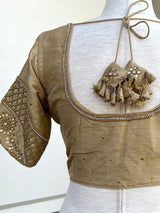 Light Gold Color Raw Silk Ready to Wear Blouse - Kaash