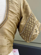 Light Gold Color Raw Silk Ready to Wear Blouse | Handwork Blouses | Padded Blouse | Readymade Saree Blouses | Kaash Collection - Kaash
