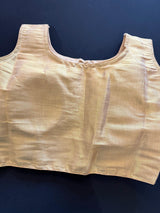 Light Gold Color Tissue Silk Readymade Blouse | Sleeveless Blouse | Read to Wear Blouses | Blouses for Sarees | Handwork Blouse with beads - Kaash