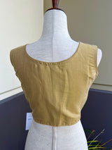 Light Gold Color Tissue Silk Readymade Blouse | Sleeveless Blouse | Read to Wear Blouses | Blouses for Sarees | Handwork Blouse with beads - Kaash