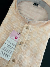 Light Gold Cream Designer Kurta with Floral Digital Print in Soft Butter Silk with Thread and Sequence Work - Kaash