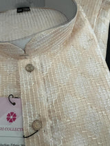 Light Gold Cream Designer Kurta with Floral Digital Print in Soft Butter Silk with Thread and Sequence Work - Kaash