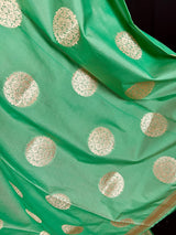 Light Green Color Handmade Soft Banarasi Silk Zari Weaved Dupatta - Kaash