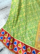 Light Green Soft Silk Saree with Unique printed designs - Kaash