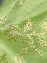 Light Lime Banarasi Floral dupatta in banarasi silk (non-pure) with floral jaal with muted gold zari — Kaash Collection