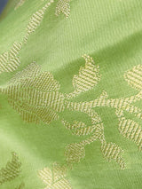 Light Lime Color Floral Jaal Muted Gold Zari Weaved Dupatta | Floral Silk Dupatta | Zari Work | Dupatta | Stole | Scarf | Dupattas for Gift - Kaash