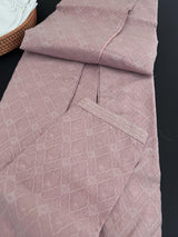 Light Mauve Pink men's kurta pajama in soft raw silk with self-embroidered design with cotton lining — Kaash Collection