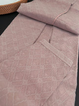 Light Mauve Pink men's kurta pajama in soft raw silk with self-embroidered design with cotton lining — Kaash Collection