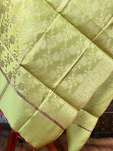 Light Mehndi Soft Silk Floral dupatta in soft silk (non-pure) with floral jaal soft silk — Kaash Collection