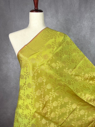 Light Mehndi Soft Silk Floral dupatta in soft silk (non-pure) with floral jaal soft silk — Kaash Collection