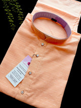 Light Peach Color Cotton Silk Kurta with Resham Zari Stripes - Kaash