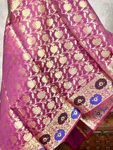 Light Purple Semi Silk Floral Jaal dupatta in semi silk (non-pure) with floral jaal with muted gold & meenakari — Kaash Collection