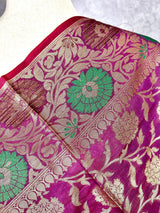 Light Purple Semi Silk Floral Jaal dupatta in semi silk (non-pure) with floral jaal with muted gold & meenakari — Kaash Collection