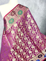 Light Purple Semi Silk Floral Jaal dupatta in semi silk (non-pure) with floral jaal with muted gold & meenakari — Kaash Collection