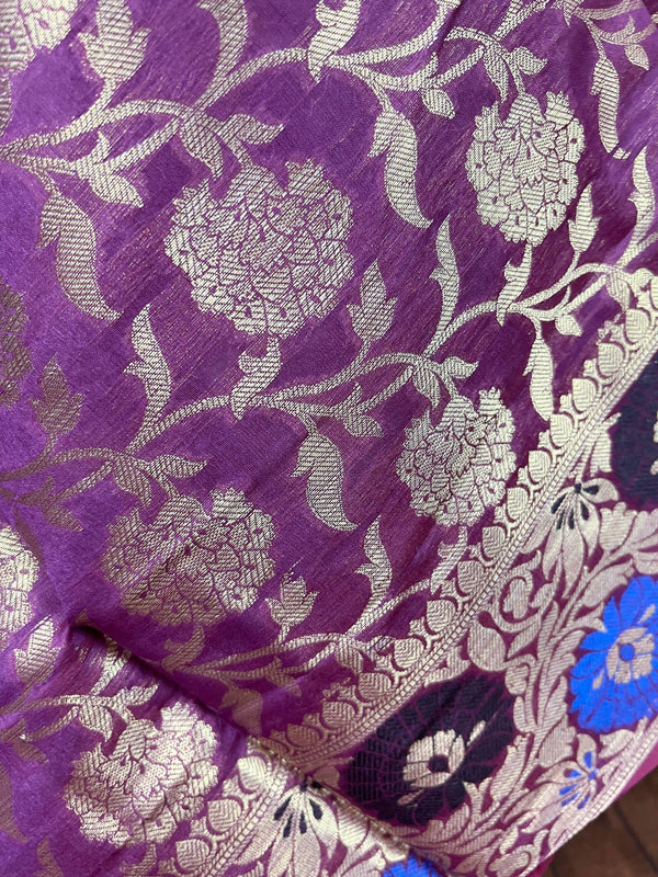 Light Purple Semi Silk floral Jaal Dupatta with Muted Gold Zari Weaving | Indian Dupatta | Scarf | Gift For Her | Dupatta for Lehenga - Kaash