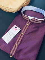 Light Weight Purple Color Men Kurta Pajama | Self Design embroidery Style | Mens Readymade Kurta for Wedding | Kurta Pajama for Men - Kaash