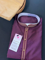 Light Weight Purple Color Men Kurta Pajama | Self Design embroidery Style | Mens Readymade Kurta for Wedding | Kurta Pajama for Men - Kaash