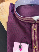 Light Weight Purple Color Men Kurta Pajama | Self Design embroidery Style | Mens Readymade Kurta for Wedding | Kurta Pajama for Men - Kaash