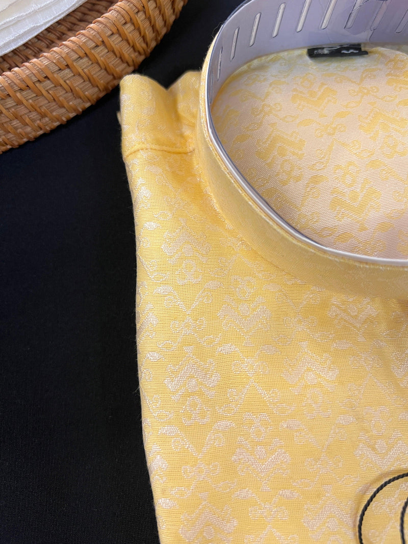 Light Yellow Color Soft Silk Kurta Pajama Set for Men - Kurta for Men - Men Kurta for Haldi - Wedding Kurta Men - Kaash