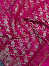 Magenta Pink Floral Jaal Soft Silk dupatta in soft silk (non-pure) with floral jaal soft silk — Kaash Collection