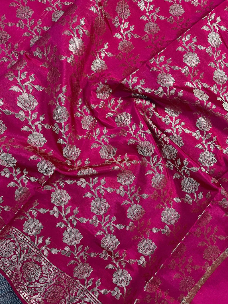 Magenta Pink Floral Jaal Soft Silk dupatta in soft silk (non-pure) with floral jaal soft silk — Kaash Collection
