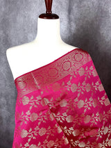 Magenta Pink Floral Jaal Soft Silk dupatta in soft silk (non-pure) with floral jaal soft silk — Kaash Collection