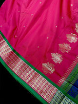 Magenta Pink Color Gadwal Soft Silk Saree with Green combination - Kaash