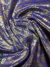 Magenta Pink with Green & Blue Banarasi saree in handloom banarasi saree with lotus motifs with 9" wide border — Kaash Collection