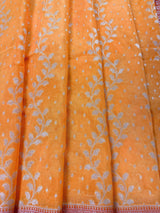 Mango Yellow & Orange Banarasi saree in banarasi silk with muted gold zari weaving — Kaash Collection