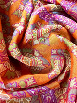 Mango Yellow Cotton Silk Print saree in soft cotton silk with floral print in kantha-inspired pattern — Kaash Collection