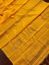 Mango Yellow Silk Cotton Sequence saree in silk cotton with thread work with tiny sequins — Kaash Collection