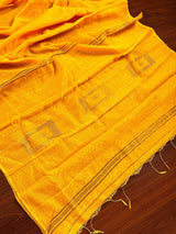 Mango Yellow Silk Cotton Sequence saree in silk cotton with thread work with tiny sequins — Kaash Collection