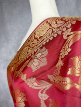 Maroon Banarasi Floral Soft Silk dupatta in soft silk (non-pure) with floral jaal with muted gold zari — Kaash Collection