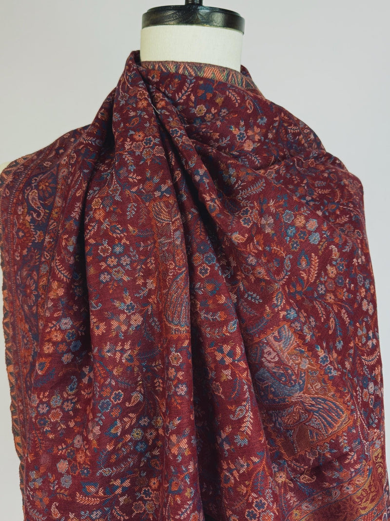 Maroon Color Pure Pashmina Kani Weave Kashmiri Shawl - Kaash