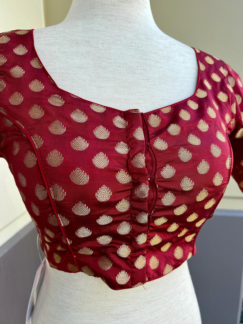 Maroon Color Soft Silk Ready to Wear Blouse | Long tassels | Padded Blouse | Readymade Saree Blouses | Maroon Color Read to Wear Blouses - Kaash