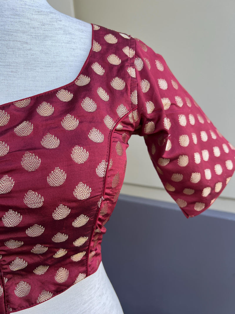 Maroon Color Soft Silk Ready to Wear Blouse | Long tassels | Padded Blouse | Readymade Saree Blouses | Maroon Color Read to Wear Blouses - Kaash
