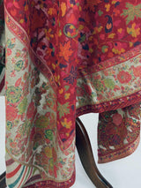 Maroon pure pashmina Kashmiri shawl with kani weave, floral motifs — Kaash Collection